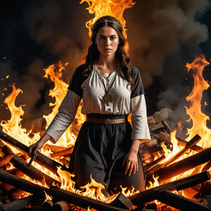 Female Christian martyr on a burning pyre.png