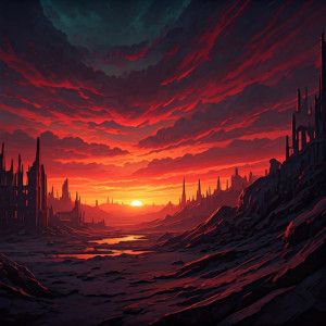 Bloody sunset over apocalyptic landscape - 2.jpg