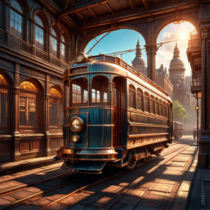 Steampunk streetcar in Victorian London - 1.png
