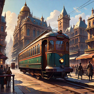 Steampunk streetcar in Victorian London - 2.png