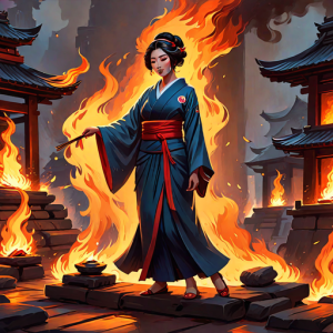 Japanese geisha on a burning pyre - 2.png