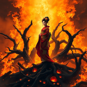 Japanese geisha on a burning pyre - 3.jpg