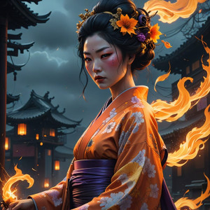 Japanese geisha on a burning pyre - 5.jpg