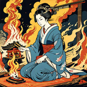 Japanese geisha on a burning pyre - 11.png
