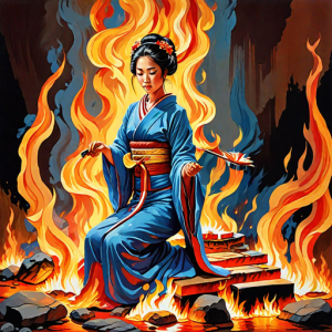 Japanese geisha on a burning pyre - 12.png