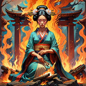 Japanese geisha on a burning pyre - 15.png