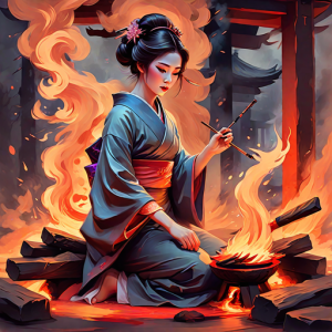 Japanese geisha on a burning pyre - 16.png
