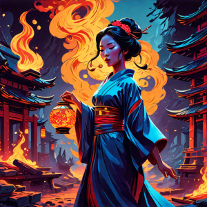 Japanese geisha on a burning pyre - 18.png