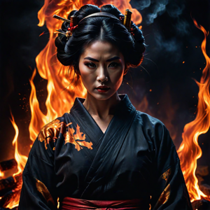 Japanese geisha on a burning pyre - 21.png