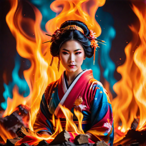 Japanese geisha on a burning pyre - 22.png