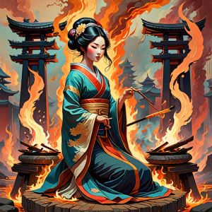 Japanese geisha on a burning pyre - 26.png
