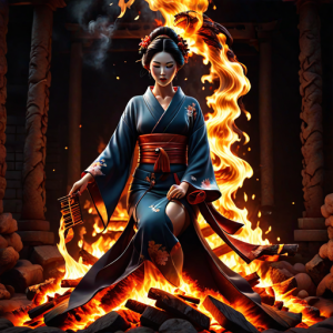Japanese geisha on a burning pyre - 27.png