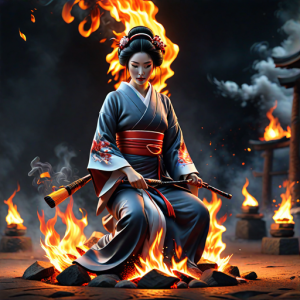 Japanese geisha on a burning pyre - 28.png