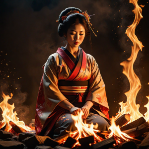 Japanese geisha on a burning pyre - 30.png