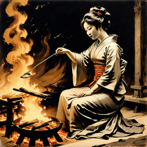 Japanese geisha on a burning pyre - 34.png