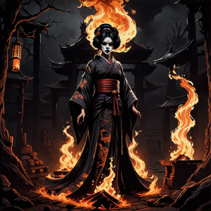 Japanese geisha on a burning pyre - 37.png