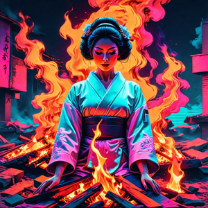 Japanese geisha on a burning pyre - 39.png