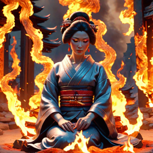 Japanese geisha on a burning pyre - 42.png