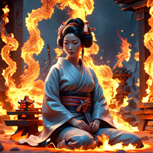 Japanese geisha on a burning pyre - 43.png