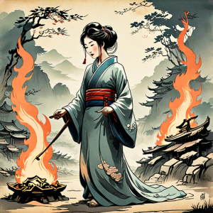 Japanese geisha on a burning pyre - 45.png