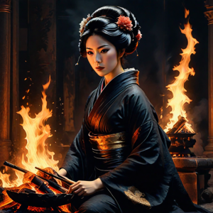 Japanese geisha on a burning pyre - 47.png