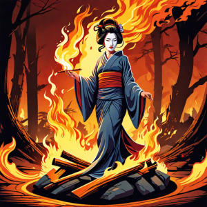 Japanese geisha on a burning pyre - 48.png