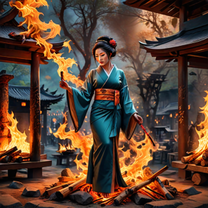 Japanese geisha on a burning pyre - 49.png