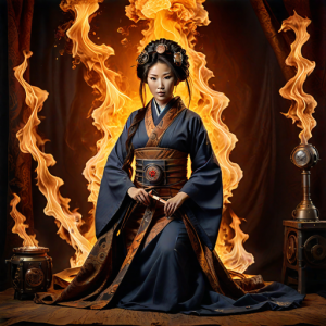 Japanese geisha on a burning pyre - 51.png