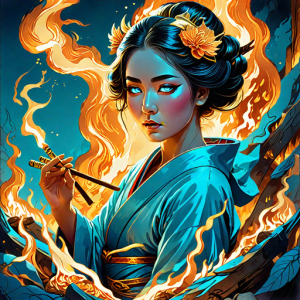 Japanese geisha on a burning pyre - 53.png
