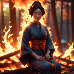Japanese geisha on a burning pyre - 55.png