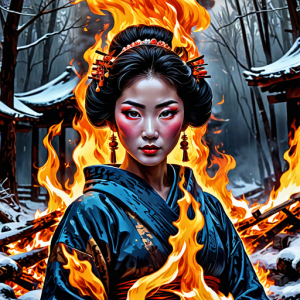 Japanese geisha on a burning pyre - 56.png