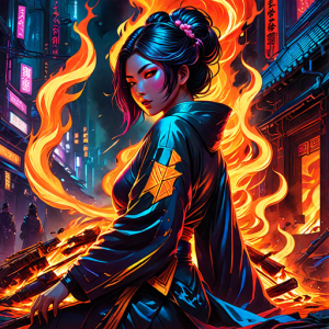 Japanese geisha on a burning pyre - 60.png
