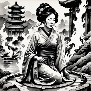 Japanese geisha on a burning pyre - 63.png