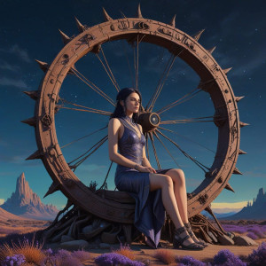 Beautiful woman sitting on a spiked wheel.jpg