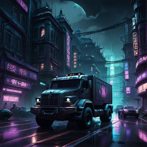 Cyberpunk truck in futuristic city - 3.png