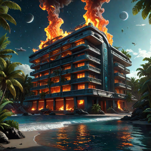 Burning hotel in the Caribbean under Black Moon - 4.png