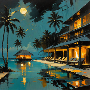 Burning hotel in the Caribbean under Black Moon - 5.png