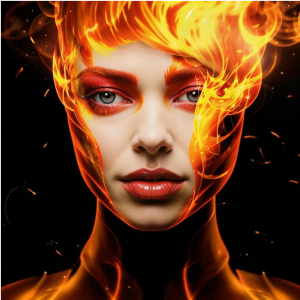 Burning face of a beautiful woman - 1.png