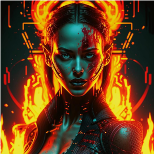 Burning face of a beautiful woman - 4.png
