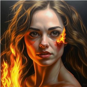 Burning face of a beautiful woman - 5.png
