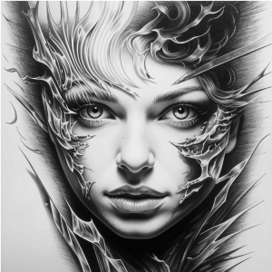 Burning face of a beautiful woman - 9.png