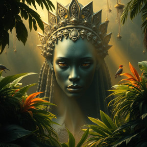 Giant head of a woman in African jungle.jpg