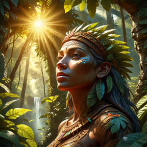 Aztec woman in Central American jungle.png