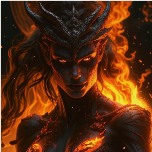 Burning face of a beautiful demoness - 1.png
