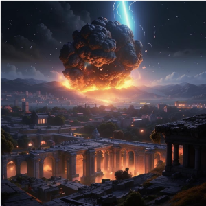 Meteorite explodes over ancient city.png