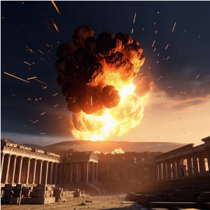 Meteorite explodes over ancient city - 1.png