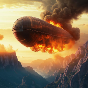 Burning giant airship over the mountains - 2.png