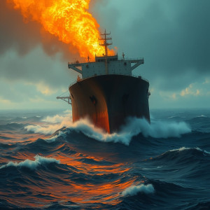 Burning giant oil tanker in Devil's Sea.jpg