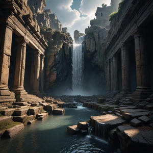 Waterfall in ancient city.png