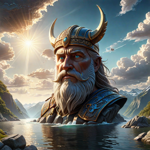 Face of Odin in the sky over Scandinavian fjord - 1.png